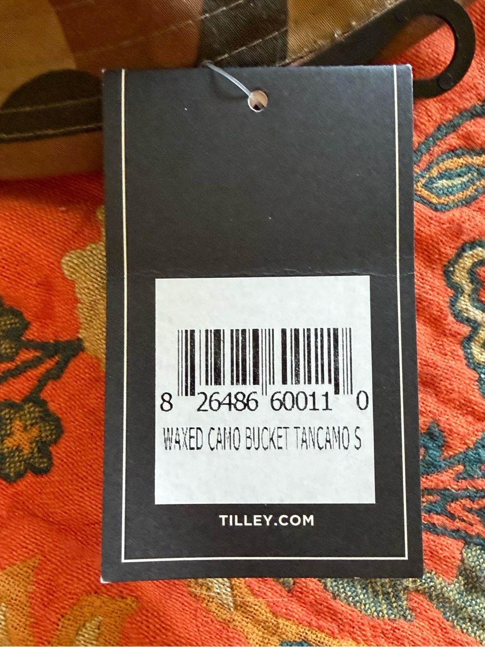 TILLEY MADE IN CANADA WAXED COTTON TAN CAMO PRINT BUCKET HAT SZ S/P - Picture 10 of 11